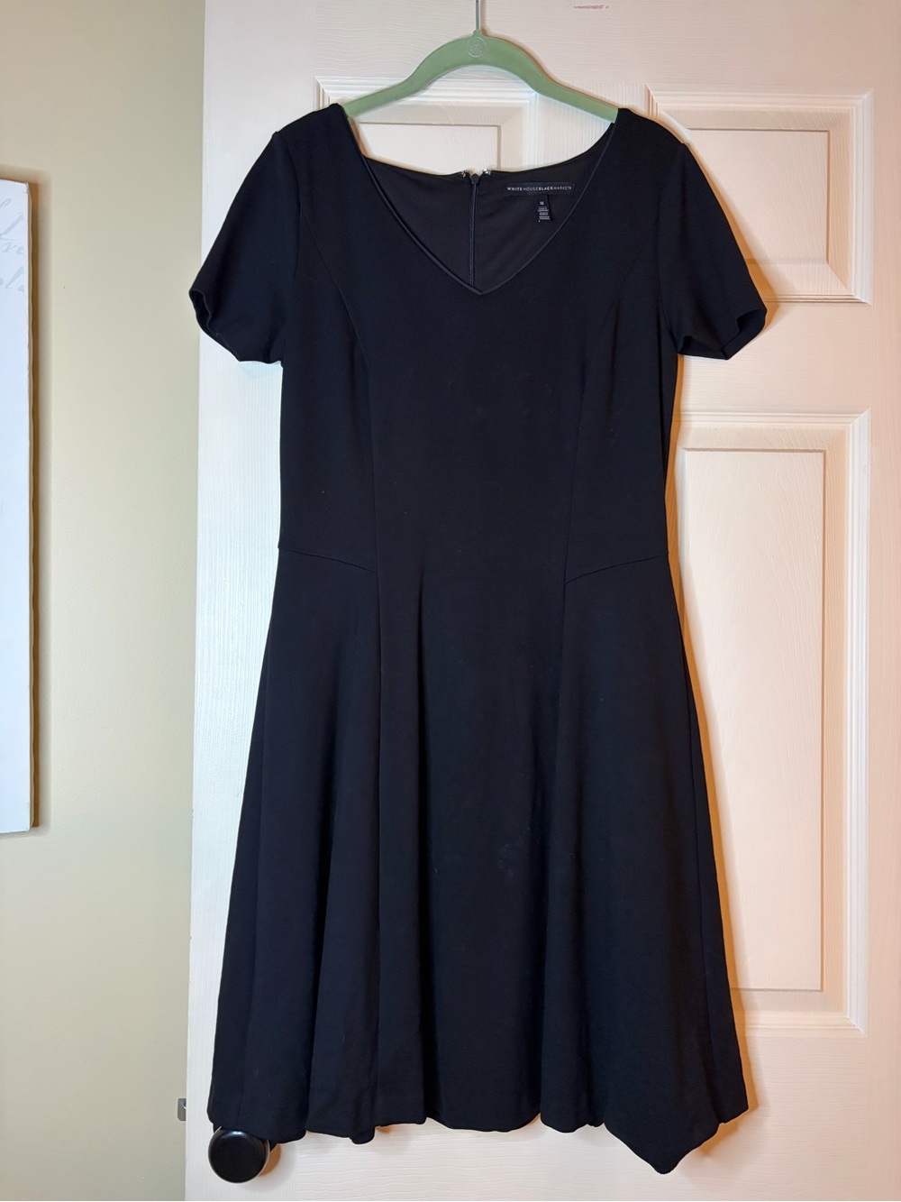 White House Black Market Black Short-Sleeve A-Line Dress